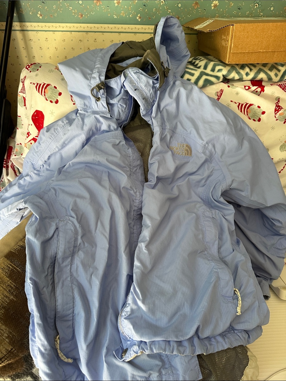 The North Face Light Blue Kids Hooded Puffer Jacket